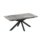 Ausziehbarer Tisch, Tischplatte mit schwarzer Arabesken-Marmoroptik und schwarzem Untergestell 180/240x100x76H Verano