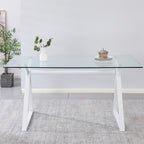 Tavolo da pranzo 180×90 cm in vetro temperato con gambe a cavalletto bianche Skylar
