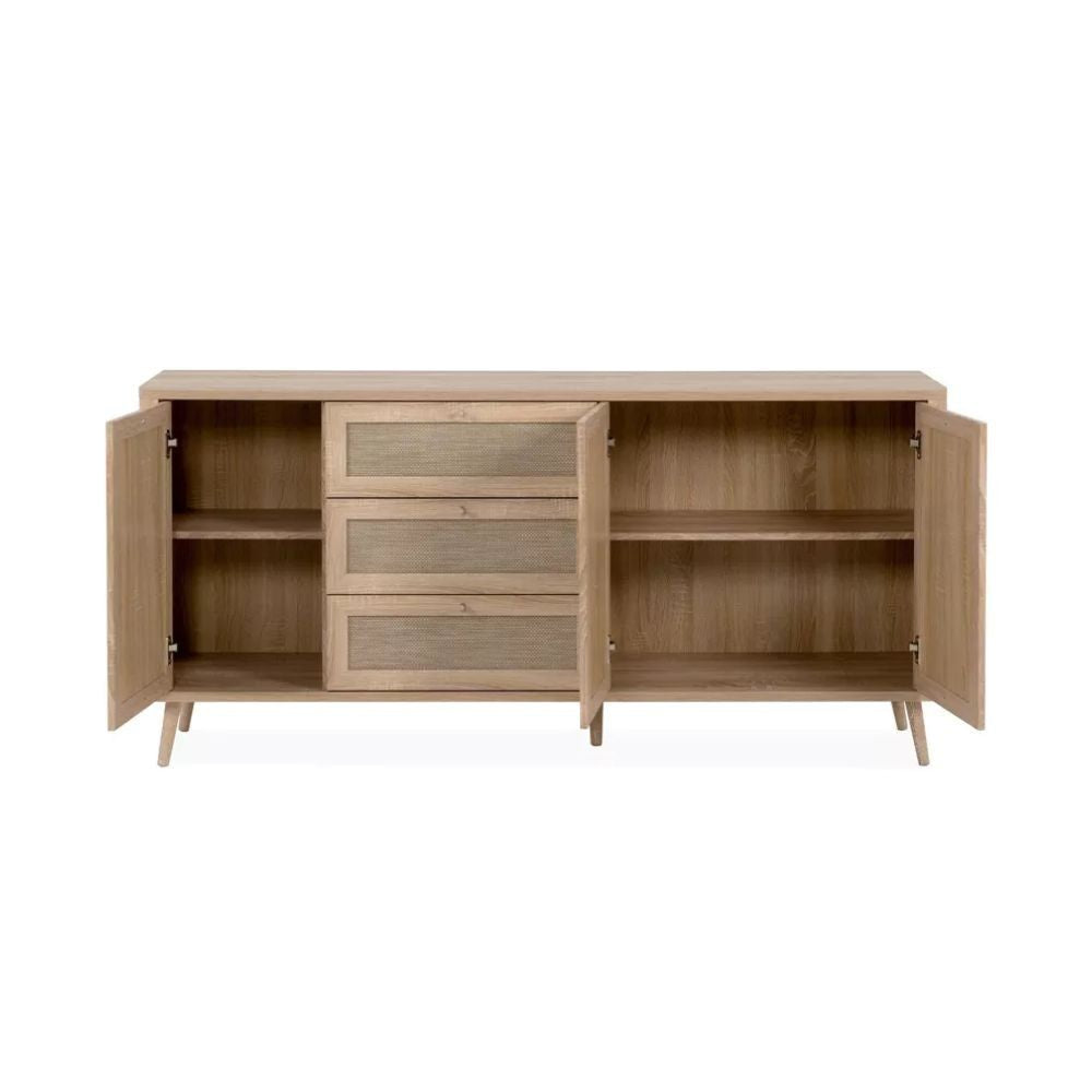 Madia rovere sonoma da 175 cm con 3 cassetti e 3 ante effetto rafia - KUTA51A