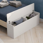 Letto singolo in legno con testiera a casetta e pediera contenitore colore bianco - Odessa