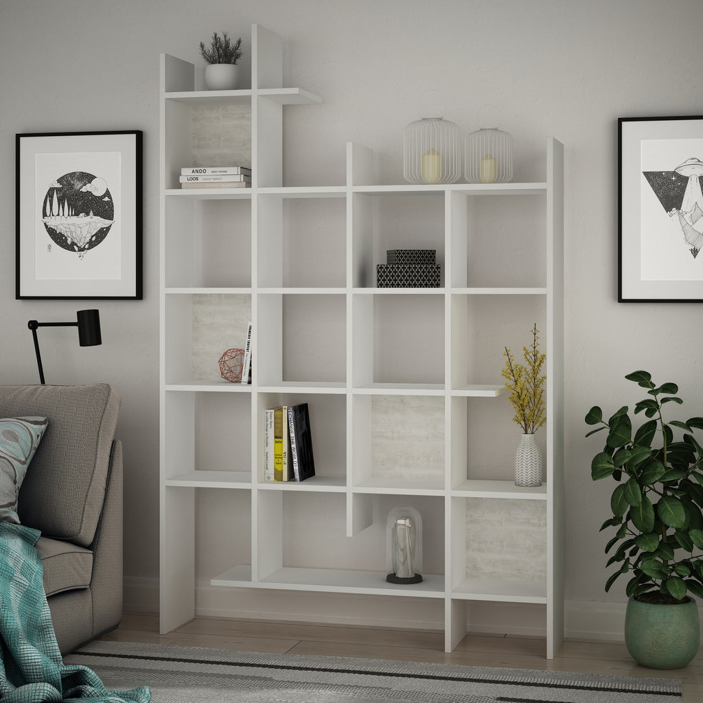 Libreria 6 ripiani 122x25.5x188H colore bianco Manco