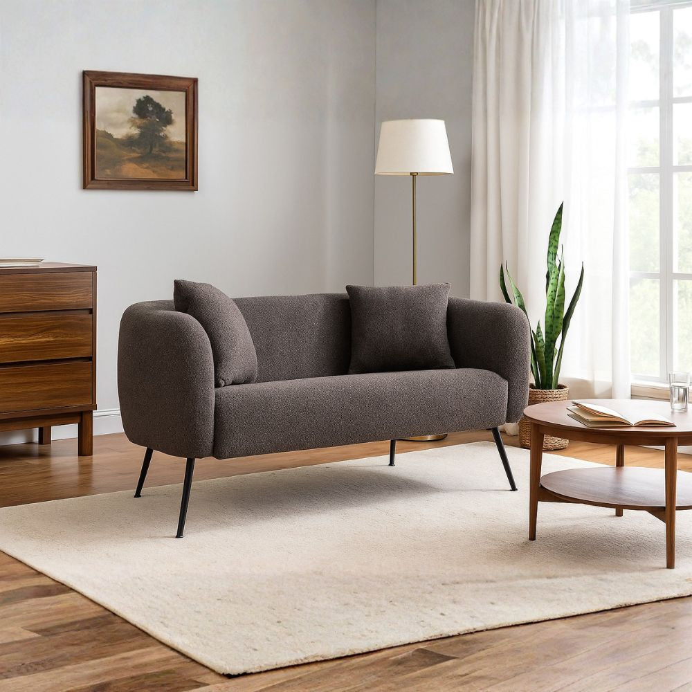 Divano 2 posti in tessuto grigio mouse con piedi neri 141x70x74H Nuvia