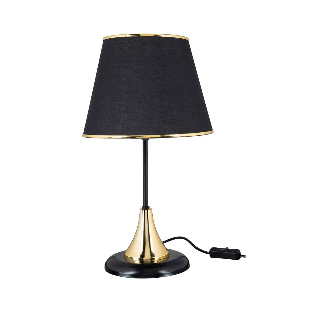 Lampada da tavolo Aden in metallo e paralume tessuto colore nero