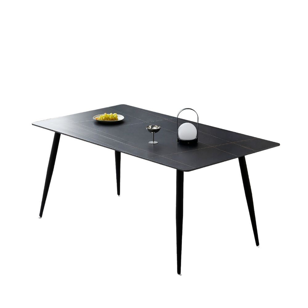 Tavolo con top in ceramica effetto marmo nero opaco 140x80 cm - Mila