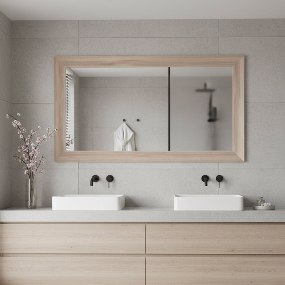 Specchiera rettangolare con cornice olmo natura 102x65 cm. Loto