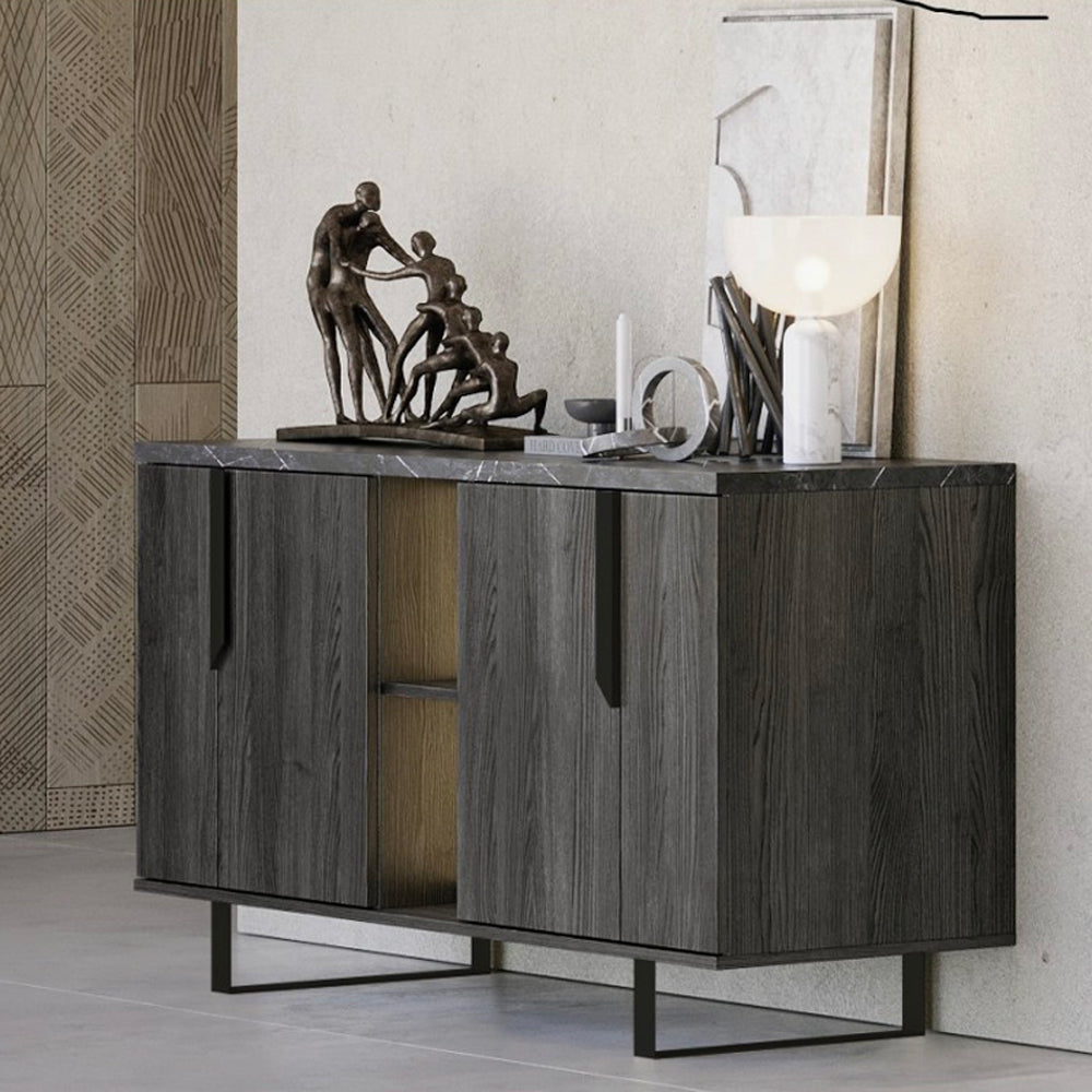 Madia con 4 ante e vano a giorno 165x83h cm colore palissandro nero - Zaira