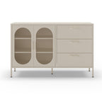 Credenza in metallo colore crema con 2 ante reticolate e 3 cassetti 140 cm - Diora