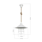 Plafonnier 90h en métal blanc et corde de jute Bulut