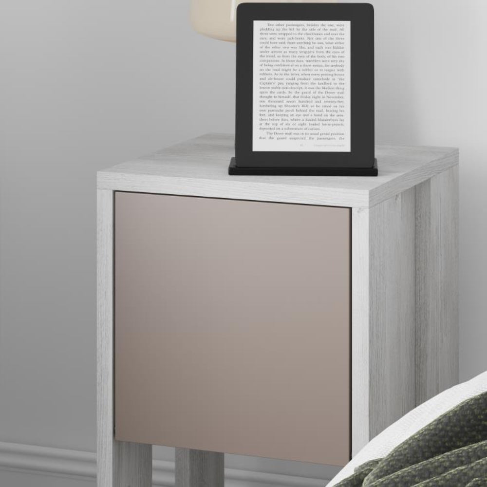 Comodino con anta ribalta 30x30x55h colore bianco Ema