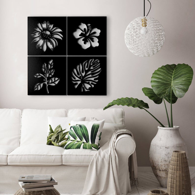 Cadre décoratif 40x40 cm nature couleur noire