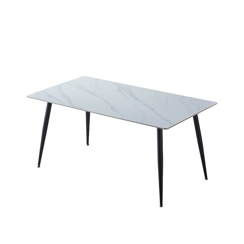 Tavolo Mila 140x80 top ceramica effetto marmo bianco