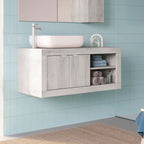 Mobile bagno sospeso con lavabo appoggio colore pino bianco 110x47H cm - Bax