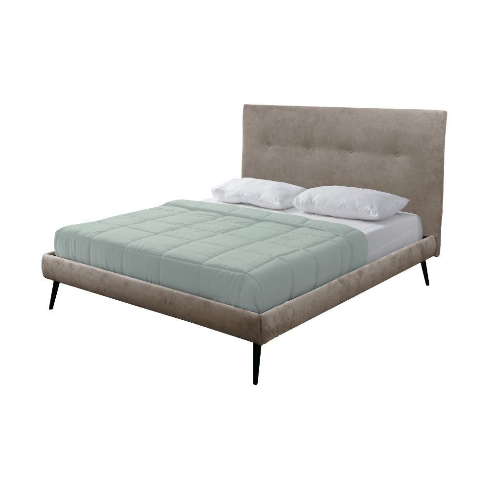 Letto matrimoniale con rete inclusa in tessuto colore tortora Stiletto