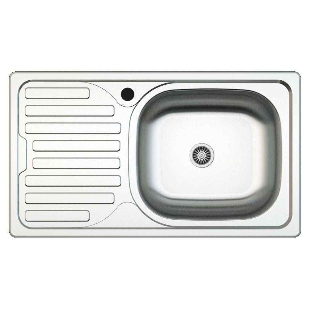 Évier encastrable cuisine inox 76x43.5 un bac et égouttoir gauche SA07SX Samet