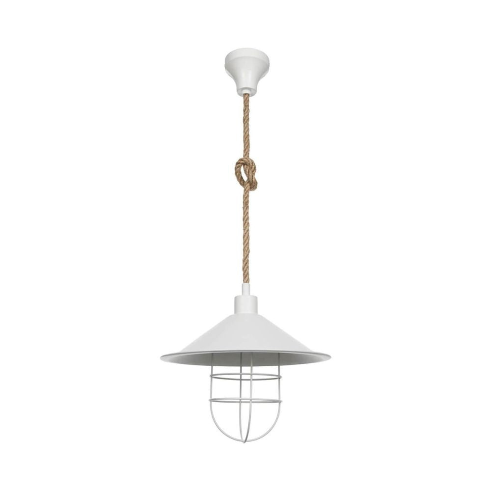 Plafonnier 90h en métal blanc et corde de jute Bulut