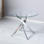 Tavolo rotondo 130x130 cm in vetro temperato con gambe incrociate cromate Peyton