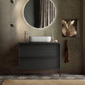 Mobile bagno nero frassinato con cassetti e lavabo appoggio incluso 79x78H cm - Nesto