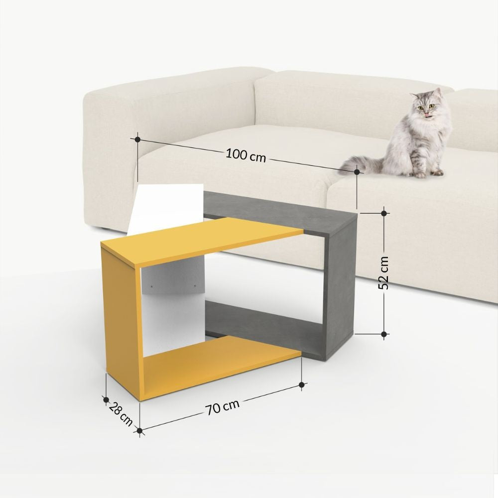 Couchtisch 100x52h cm aus Holz in Zementfarben, Weiß und Vintage-Weiß - Trio
