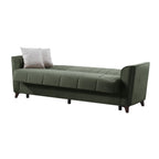 Divano a 3 posti con contenitore e funzione letto colore verde 223 cm - Mokel