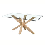 Tavolo in vetro temperato con gambe in legno 160x90 cm - Baito