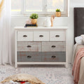 Comò in legno massiccio con 7 cassetti colore bianco e grigio 110x40x80H cm - Romantica