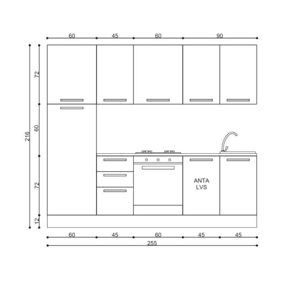 Cucina moderna con elettrodomestici inclusi 255 cm iron e spatolato - Licola