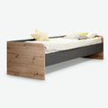 Letto singolo con struttura in legno colore rovere e antracite - Gap System