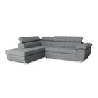 Divano letto angolare con penisola sinistra e pouf contenitore grigio Fiona
