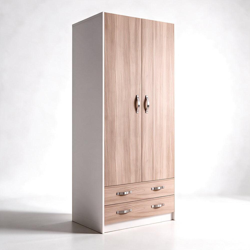 Armadio con 2 ante e 2 cassetti colore olmo 91x210H cm