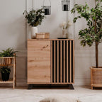 Sideboard mit 2 Türen und Einlegeböden, Farbe Eiche und Anthrazit 80x85H cm - Medan01D