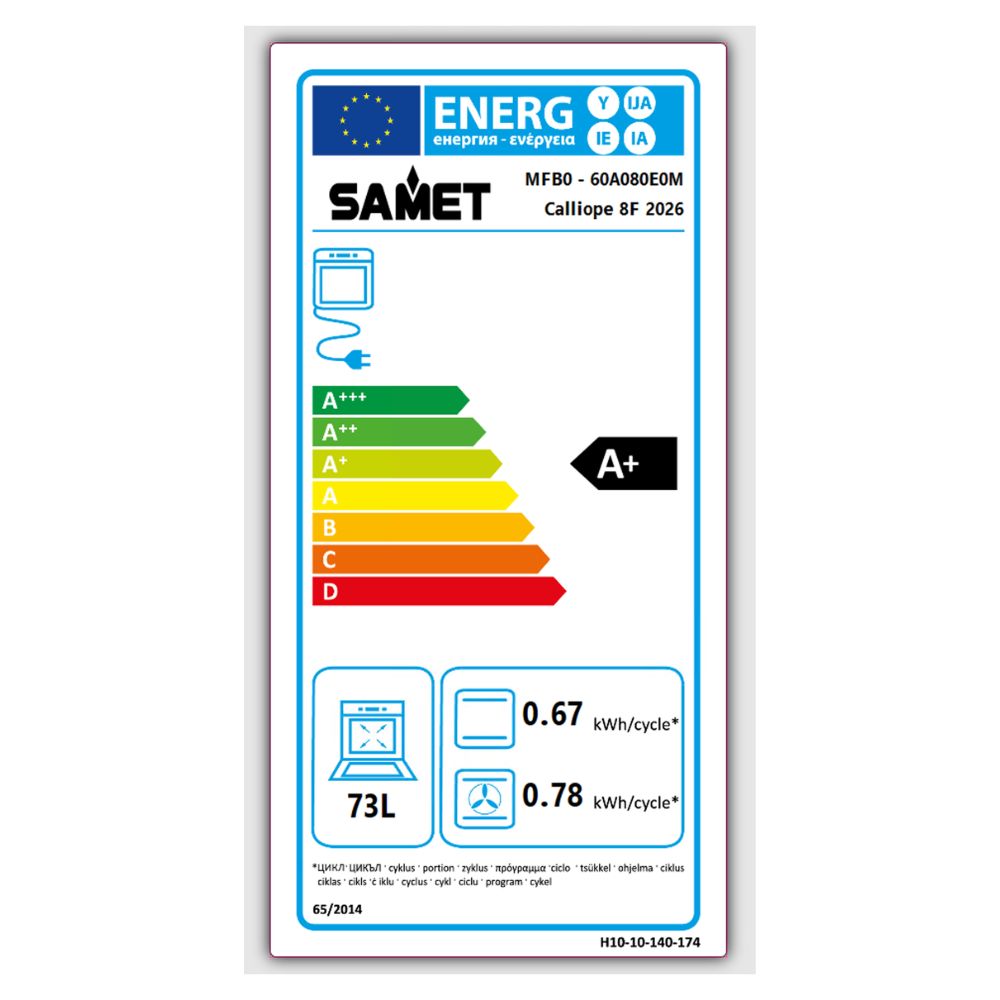 Forno multifunzione Calliope8F 2 manopole colore nero classe A+ Samet