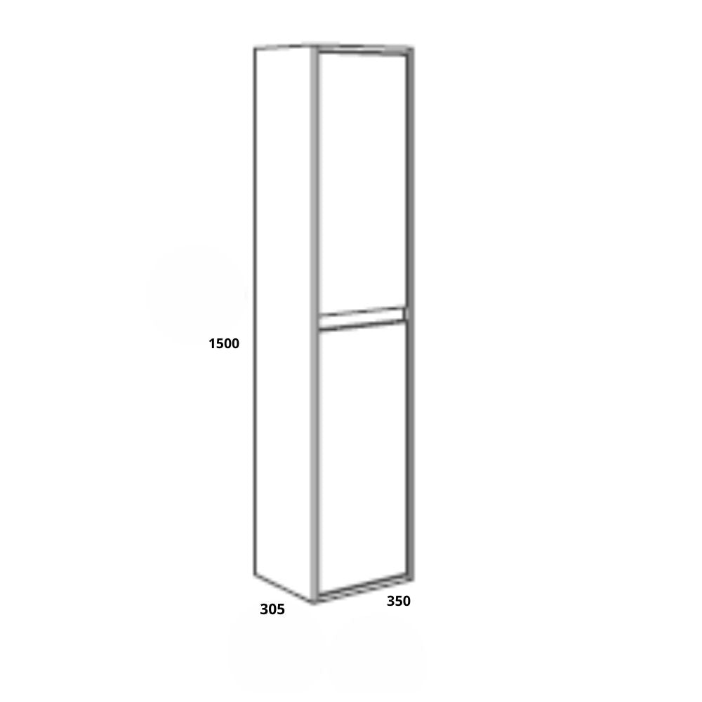 Hängender Badschrank 35x150H cm Eiche eisgrau - Foltin