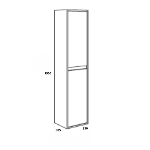 Colonna da bagno sospesa 35x150H cm con 2 ante colore cemento - Foltin