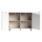 Credenza 2 ante design geometrico colore cashmere e top rovere Mirage01