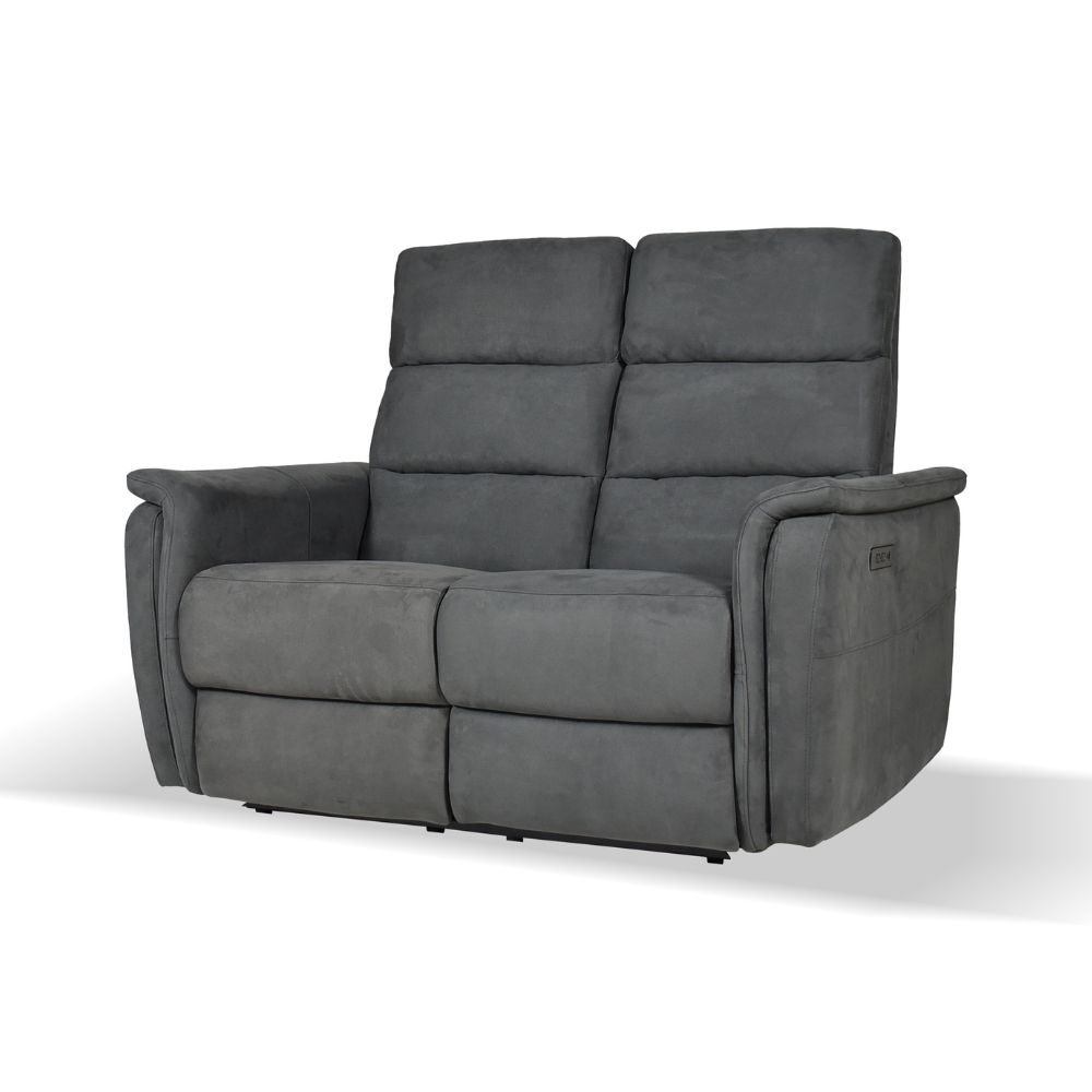 Canapé 2 places avec relax électriques en tissu gris - Faber