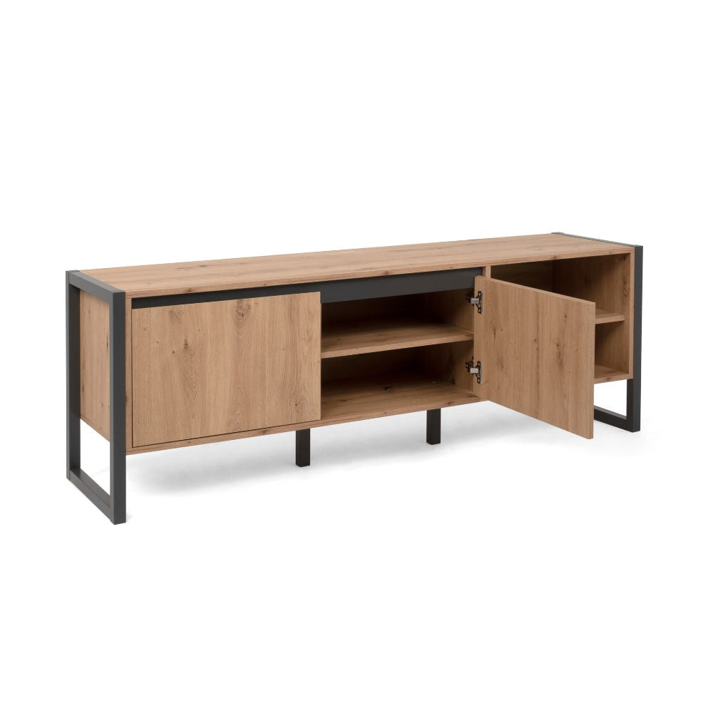 Mobile porta TV 160x55h cm colore quercia e antracite - Denver 54