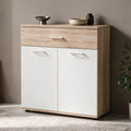 Mobile multiuso 2 ante e 1 cassetto colore bianco e rovere 80x35x84H Irys