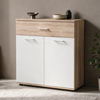 Mobile multiuso 2 ante e 1 cassetto colore bianco e rovere 80x35x84H Irys