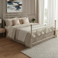 Letto matrimoniale in ferro battuto con decori lavorati bianco opaco 170x200 cm Giacinto