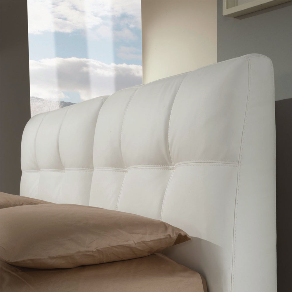 Letto matrimoniale con contenitore e testiera colore bianco - Melia