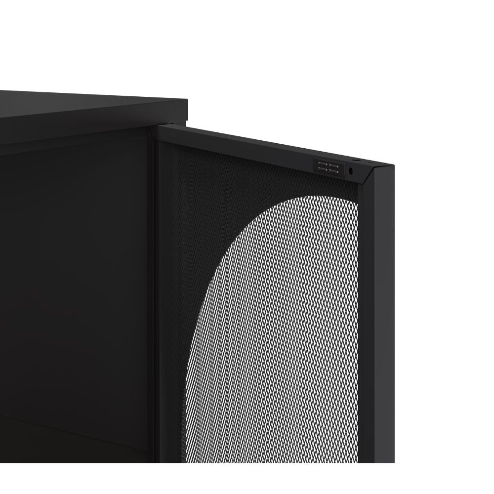 Metall Sideboard mit 4 Gittertüren, schwarz, 160x40x90H Tayra
