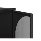 Metall Sideboard mit 4 Gittertüren, schwarz, 160x40x90H Tayra
