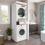 Colonna bucato coprilavatrice e copriasciugatrice con cassetto appoggio colore bianco Fika