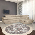 Ecksofa mit Ottomane rechts Stofffarbe Cappuccino - Fiona