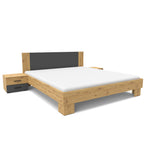 MERIA DOPPELBETT 180 CM MIT NACHTTISCHEN ANTHRAZIT/EICHE
