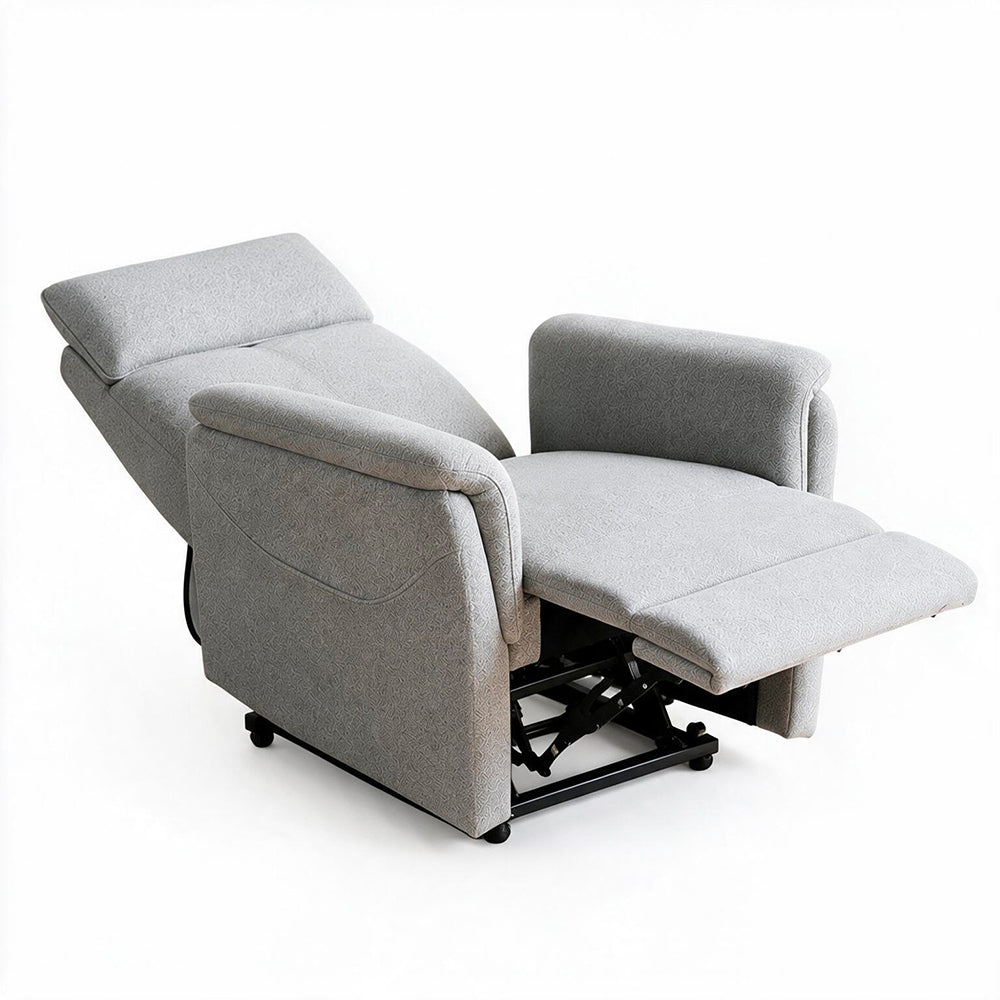 Poltrona alzapersona con recliner elettrico in tessuto grigio Motion