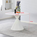 Tavolo rotondo Ø120 cm in ceramica effetto marmo bianco con base conica in metallo Taini