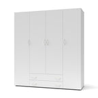 Armoire 4 portes et 2 tiroirs couleur blanc 160x177H cm - Seba 4