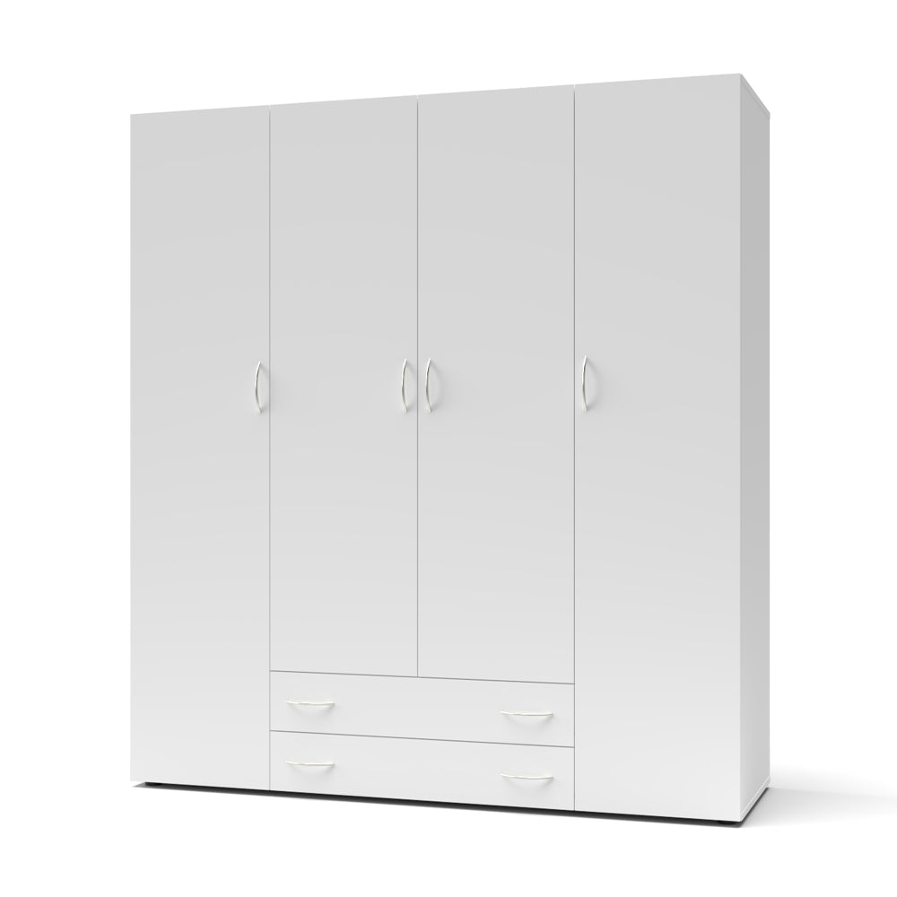 Armadio con 4 ante e 2 cassetti colore bianco 160x177H cm - Seba 4