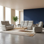 Set Divano 2 Posti + Divano 3 Posti + Poltrona Recliner Elettrica in Tessuto Grigio Softwave
